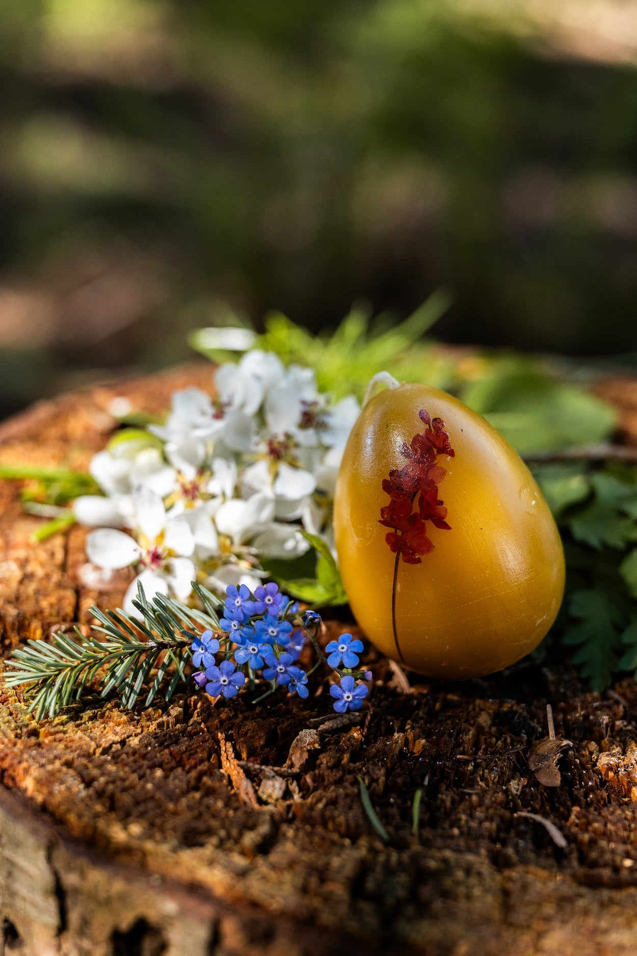 Egg shaped beeswax candle