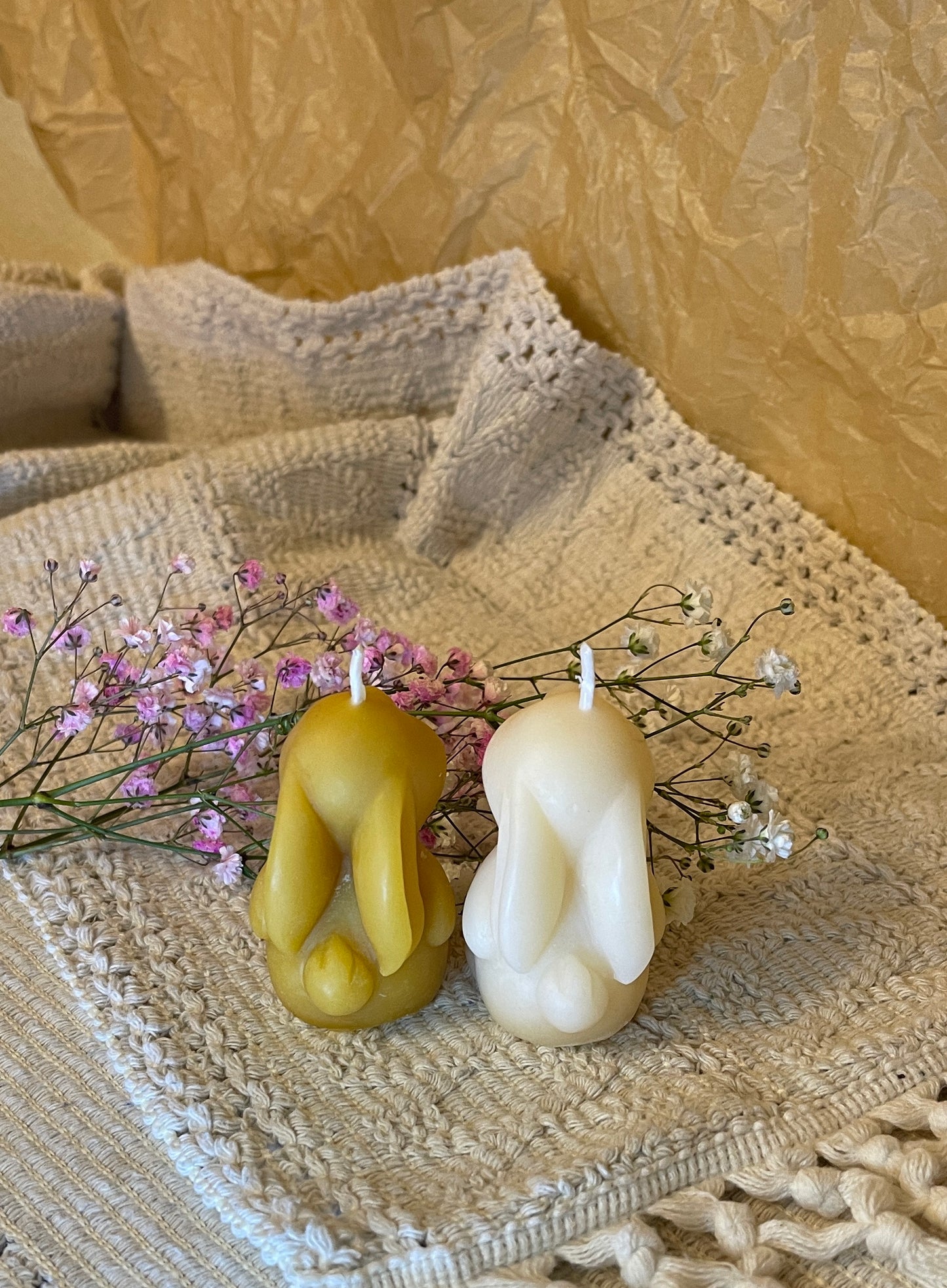 Set of Two Bunny Pillar Candles