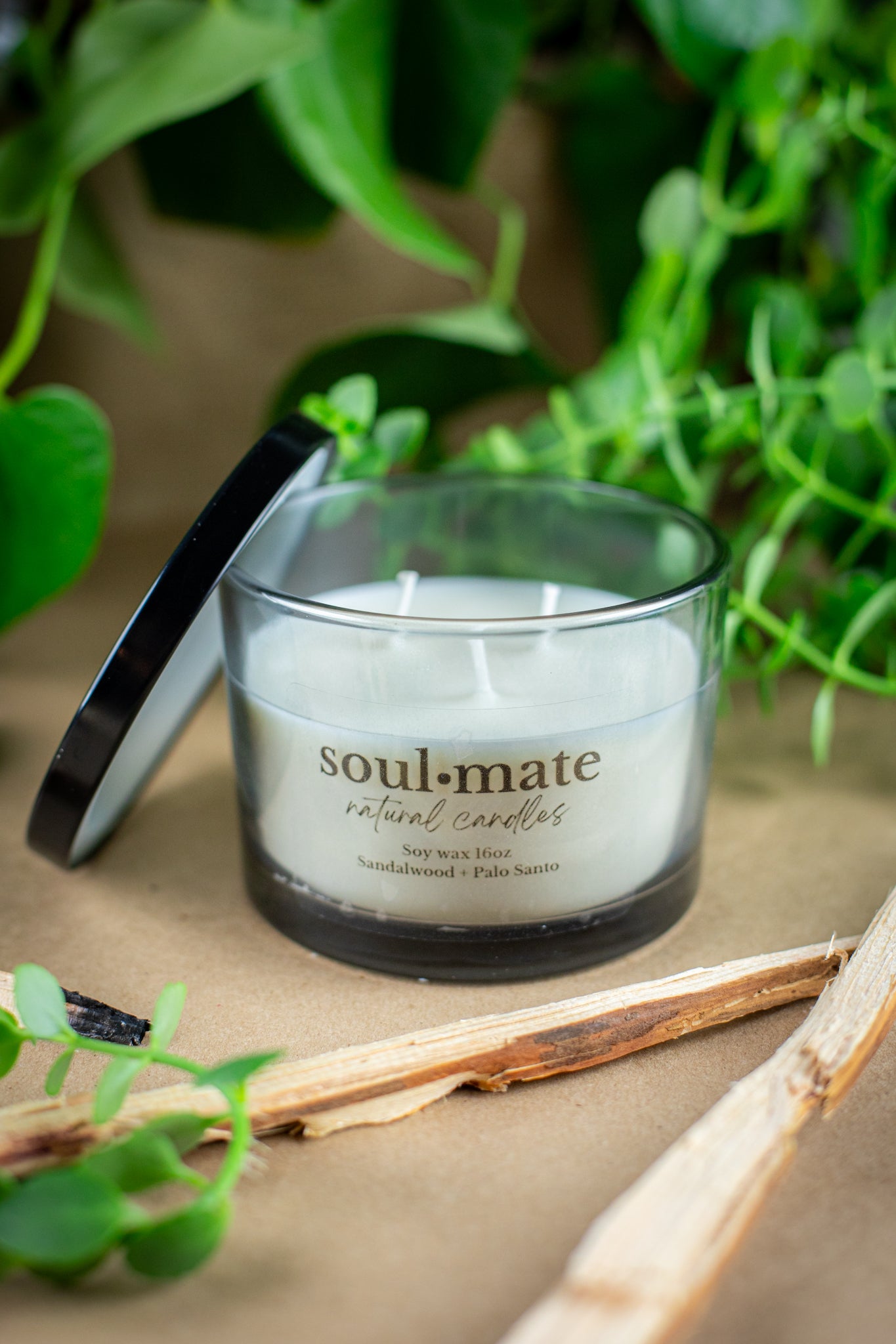 Modern Soy Wax Candle in Black Container 16 oz