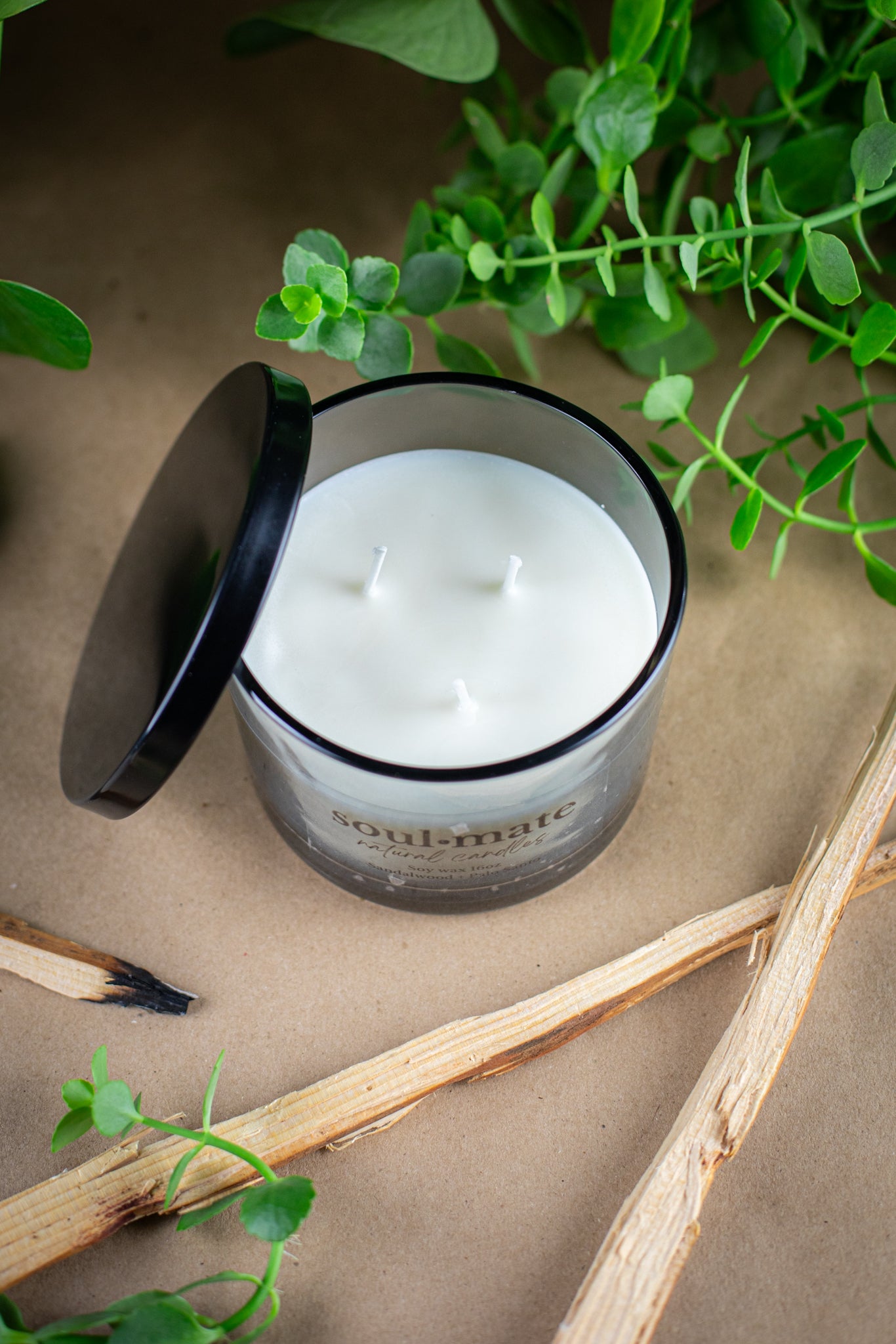 Modern Soy Wax Candle in Black Container 16 oz