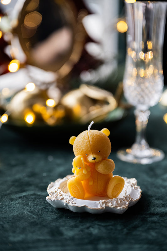 Teddy Bear Beeswax Wax Candle