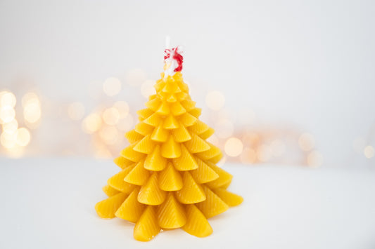 Christmas tree beeswax candle