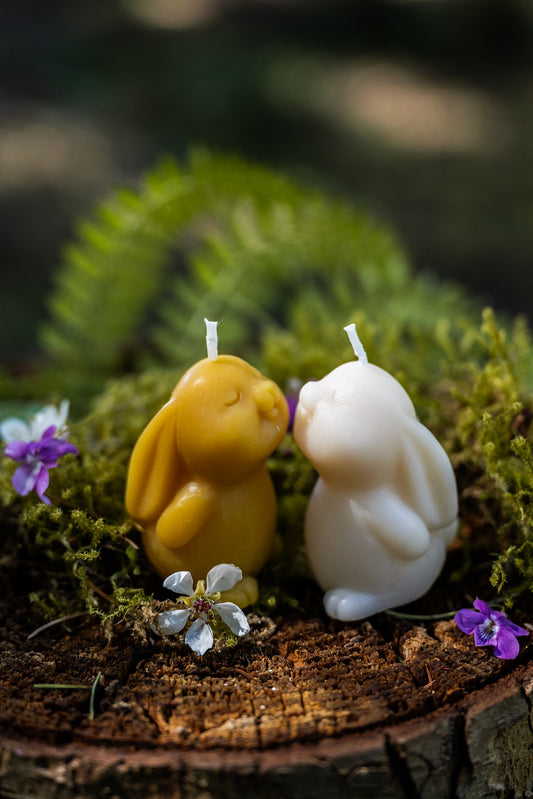 Set of Two Bunny Pillar Candles