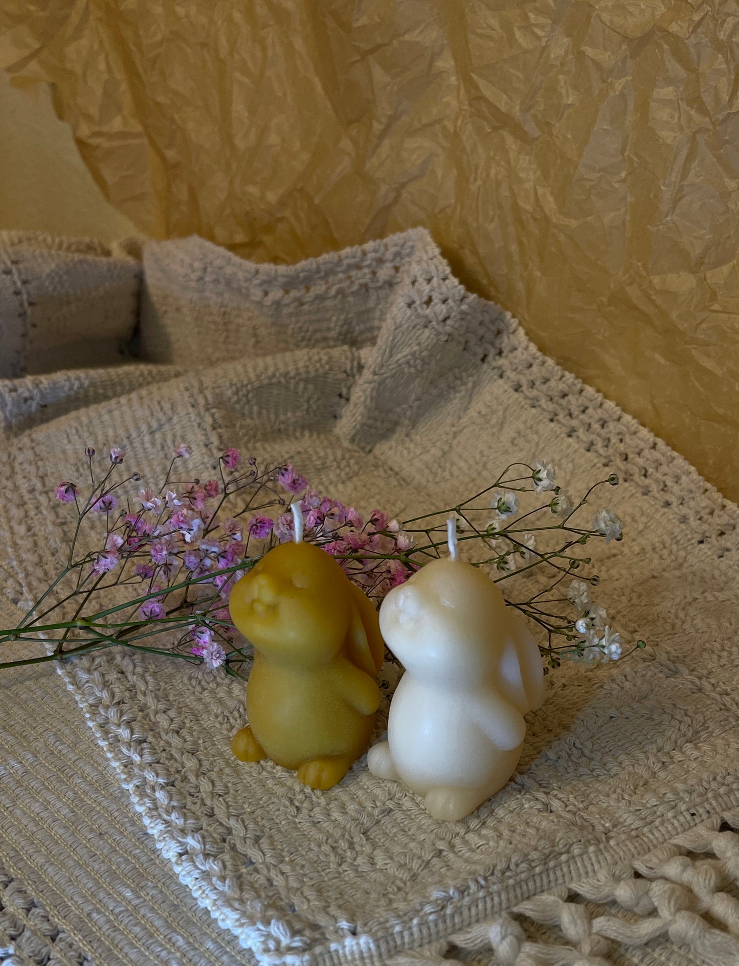 Set of Two Bunny Pillar Candles