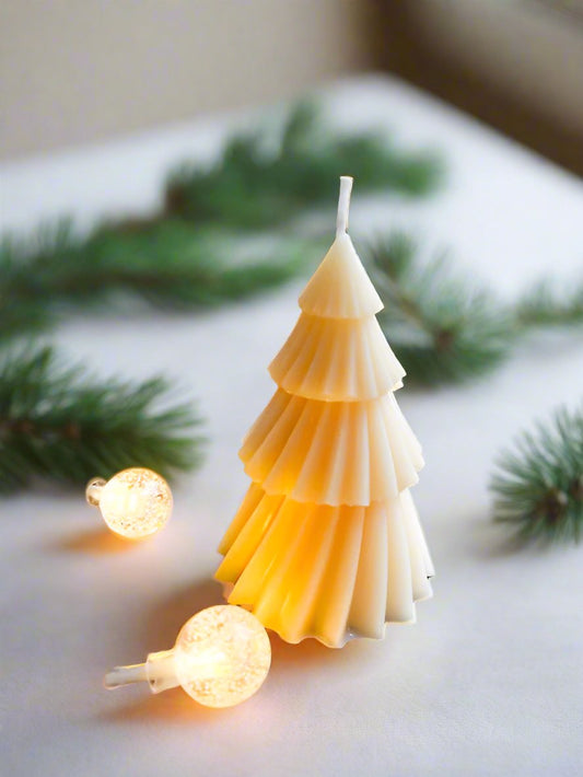 Christmas Tree Soy Wax Pillar Candle (twisted)