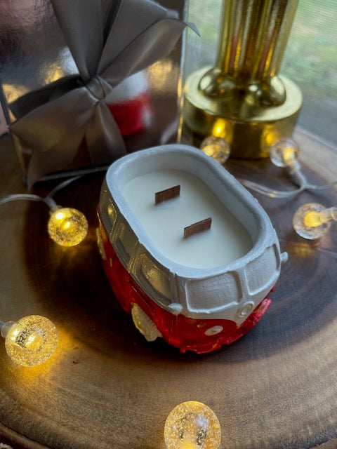 Christmas Red n White Van Soy Wax Candle